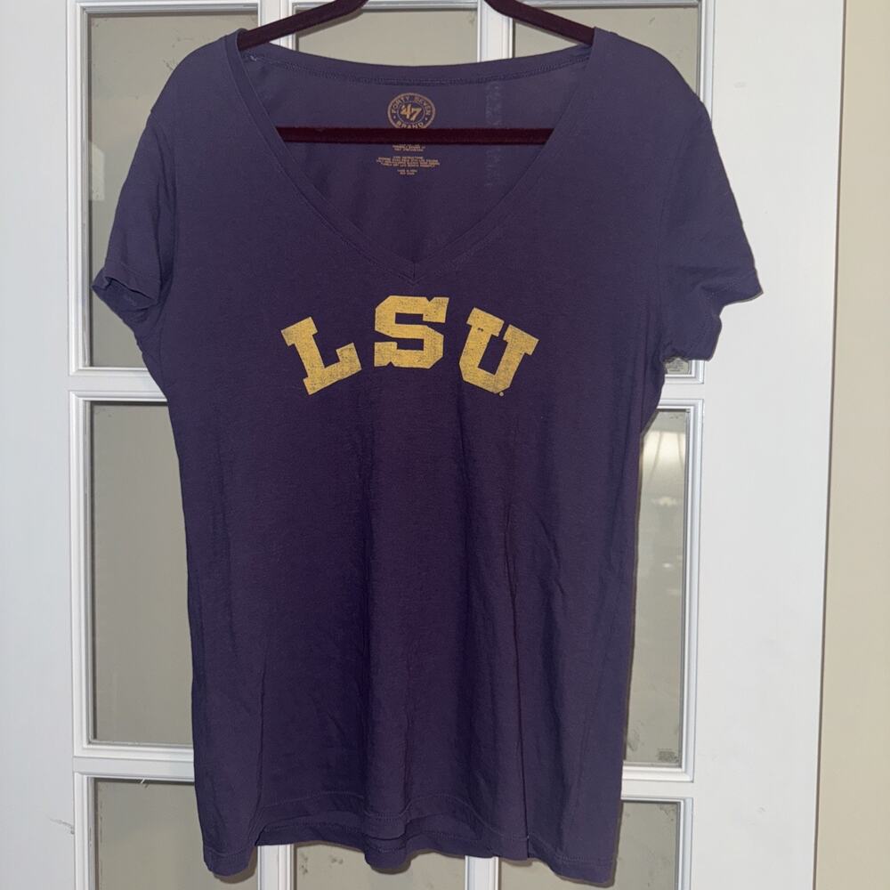 LSU Tigers Shirt XL Womens '47 Brand College Football Purple Louisiana State